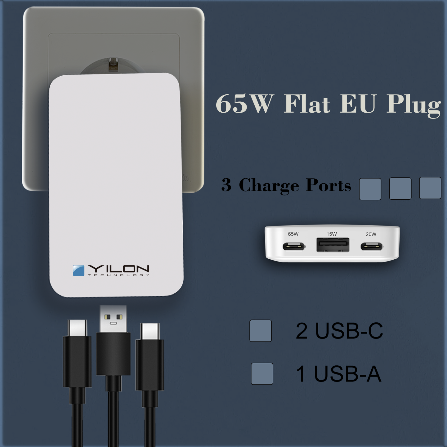 Xiaomi Vivo Oppo factory customized 20V/3.25A wholesale PD 65W ultra fast charging USB+C multi port charger