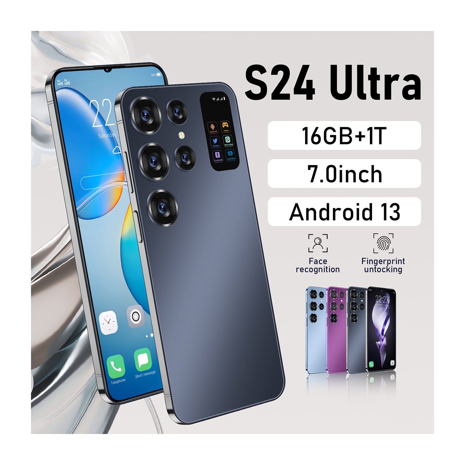 2024 S24 Ultra smartphone 16GB+1TB 7-inch high-definition display screen 108MP camera dual card 4G/5G Android 13.0 unlocked version