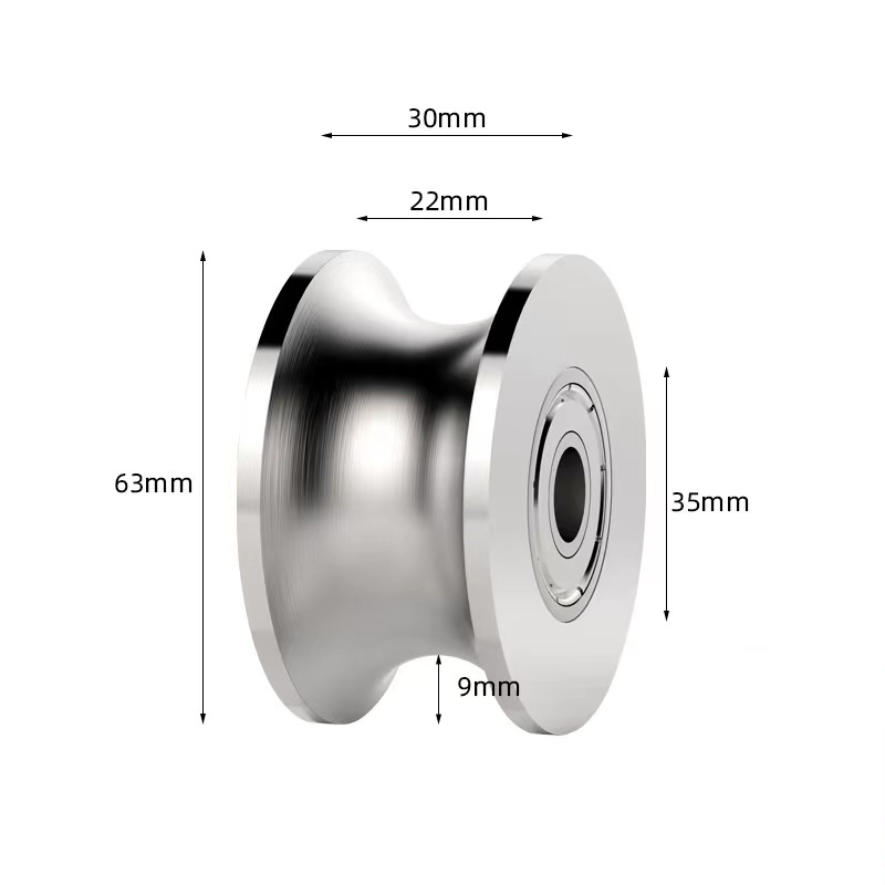 Customized U V H-type double bearing roller single wheel track steel wire rope 304/316 stainless steel pulley