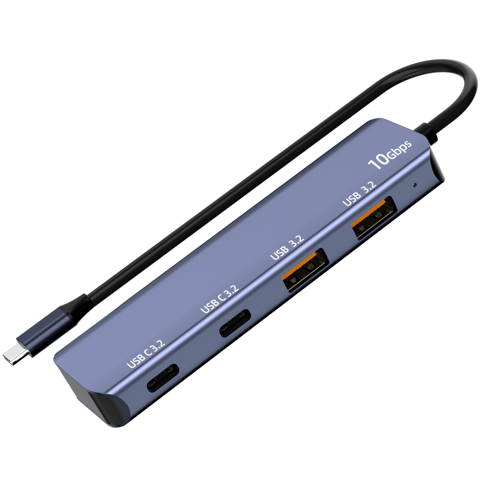 High quality USB 3.2 Gen 2 hub with 2 USB-A ports and 2 USB-C ports, suitable for laptops, desktops Mac