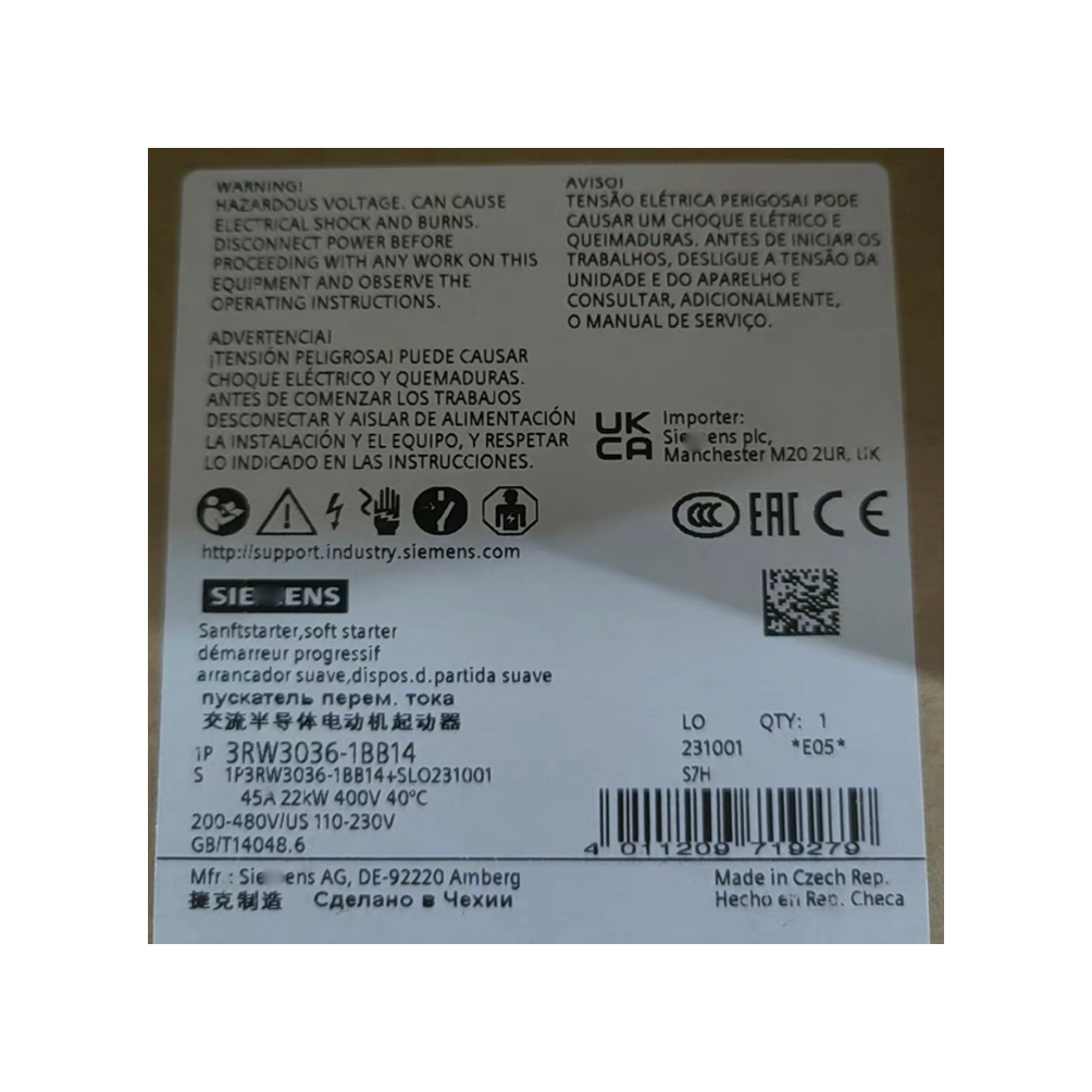 New Siemens PLC module, affordable price, with soft starter 3RW3026-2BB14